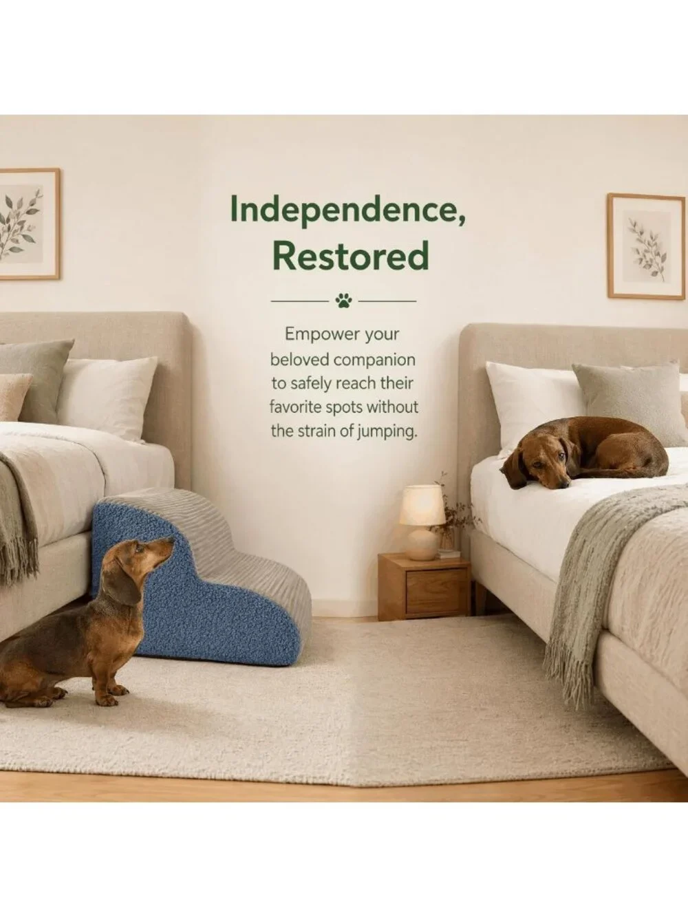 Cozy 2-Step Foam Pet Stairs for Bed & Couch, 12
